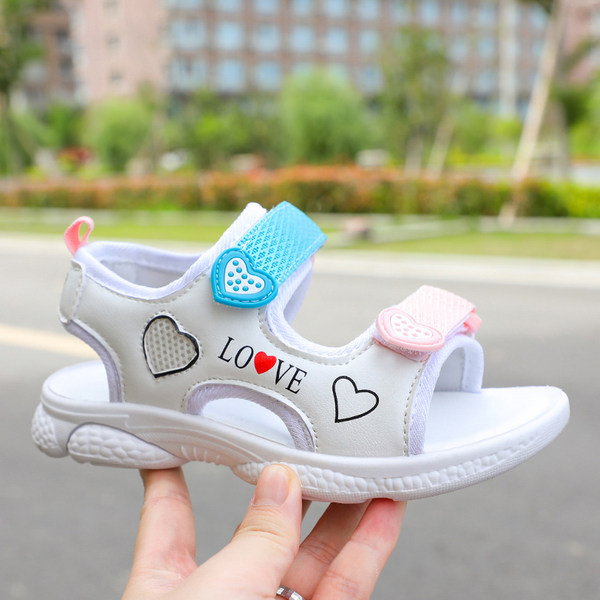 Dječje sandale s natpisom i čičak naljepnicama za djevojčice