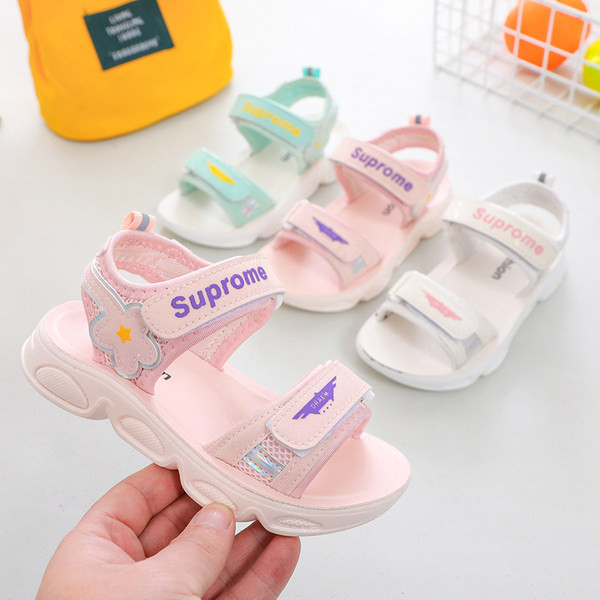 Παιδικά σανδάλια με επιγραφή και δίχτυ για κορίτσια