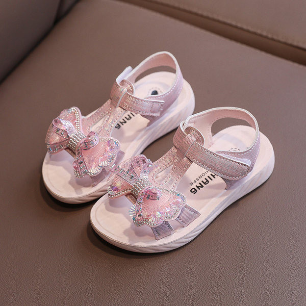 Sandale moderne pentru copii din piele ecologica cu pietre pentru fete