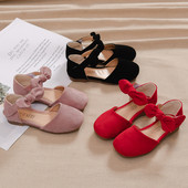 Sandale pentru copii din piele intoarsa eco cu panglica