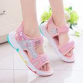 Dječje sandale s čičak kopčanjem i natpisima - za djevojčice