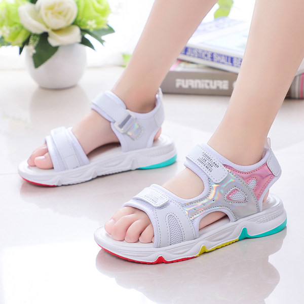 Dječje sandale s čičak kopčanjem i natpisima - za djevojčice