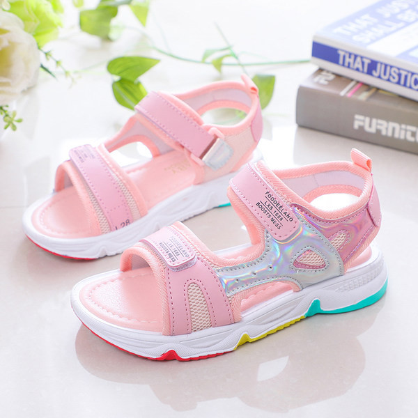 Dječje sandale s čičak kopčanjem i natpisima - za djevojčice