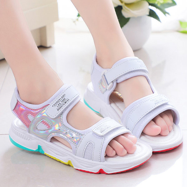 Dječje sandale s čičak kopčanjem i natpisima - za djevojčice