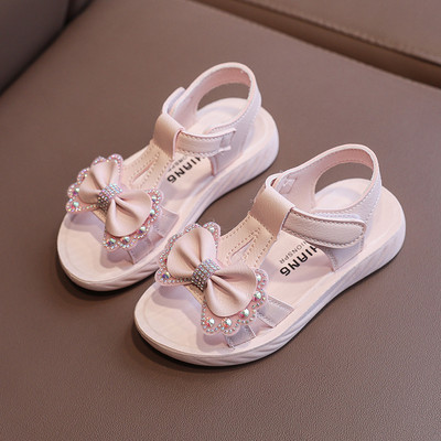 Μοντέρνα παιδικά σανδάλια με κορδέλα και πέτρες για κορίτσια