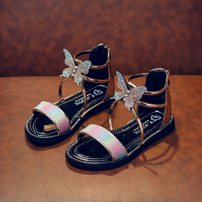 Sandale pentru copii cu talpă plată și panglică