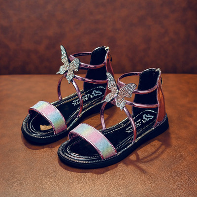 Sandale pentru copii cu talpă plată și panglică