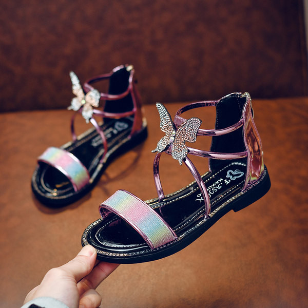 Sandale pentru copii cu talpă plată și panglică