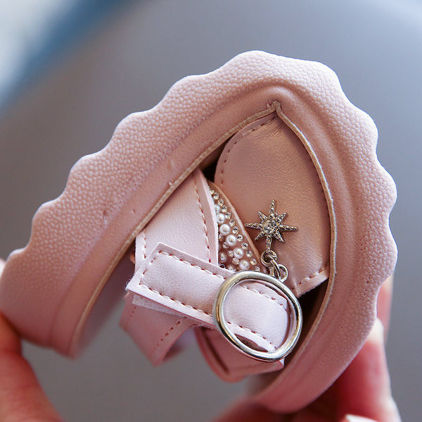 Sandale casual pentru copii cu perle si panglica in trei culori pentru fete