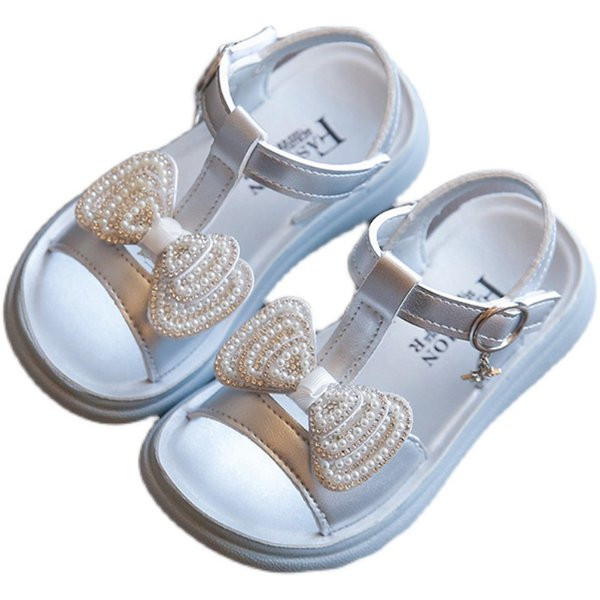 Sandale casual pentru copii cu perle si panglica in trei culori pentru fete