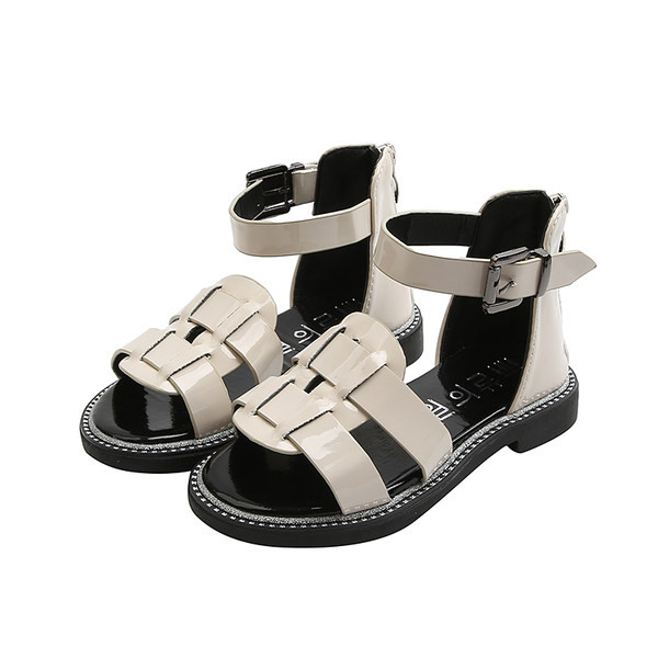 Παιδικά έκο δερμάτινα παπούτσια με αγκράφα και επίπεδη σόλα