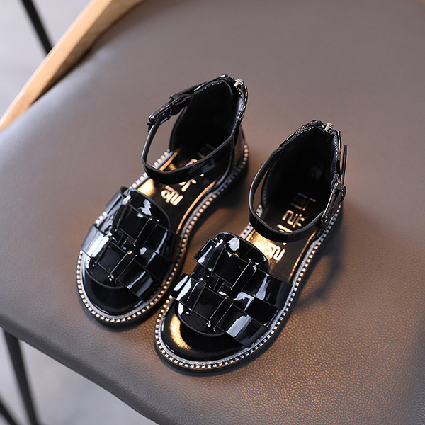 Παιδικά έκο δερμάτινα παπούτσια με αγκράφα και επίπεδη σόλα