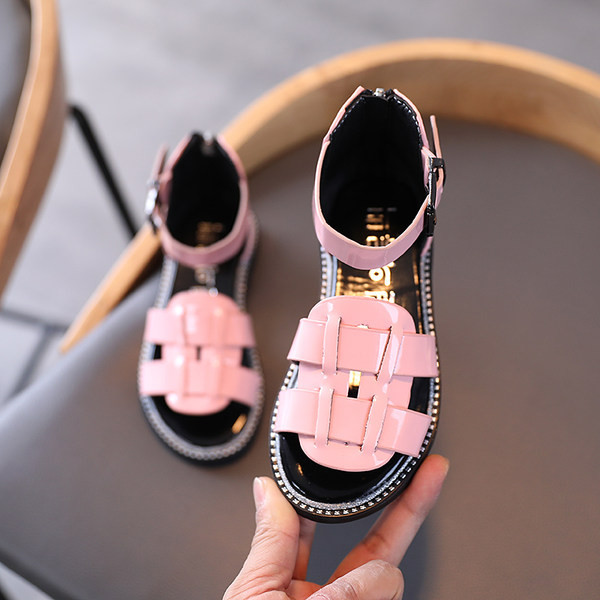 Παιδικά έκο δερμάτινα παπούτσια με αγκράφα και επίπεδη σόλα