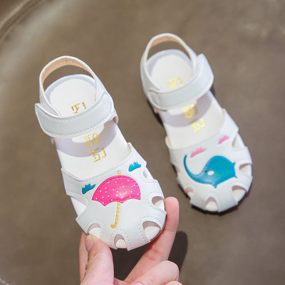 Sandale din piele pentru copii cu aplicație și autocolante