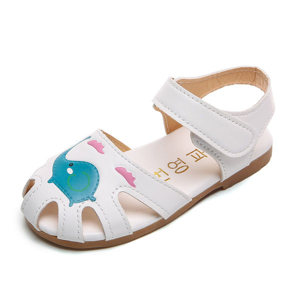 Sandale din piele pentru copii cu aplicație și autocolante