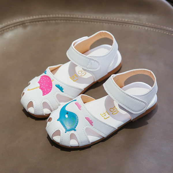 Sandale din piele pentru copii cu aplicație și autocolante
