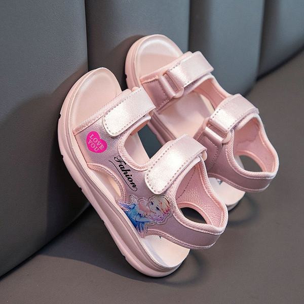 Sandale casual pentru copii cu autocolante in doua culori pentru fete