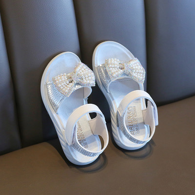 Model nou de sandale pentru copii cu panglica si perle pentru fete