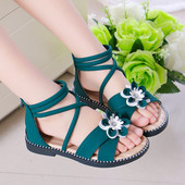 Sandale pentru copii cu floare 3D si fermoar pentru fete