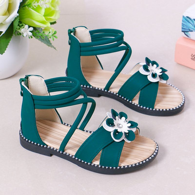 Sandale pentru copii cu floare 3D si fermoar pentru fete