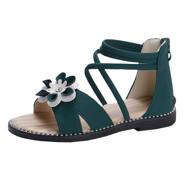 Sandale pentru copii cu floare 3D si fermoar pentru fete