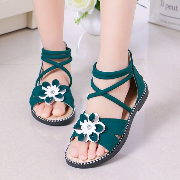 Sandale pentru copii cu floare 3D si fermoar pentru fete