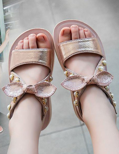 Sandale moderne pentru copii cu panglica si perle