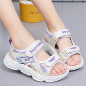 Sandale pentru copii cu plasă și inscripții - pentru fete