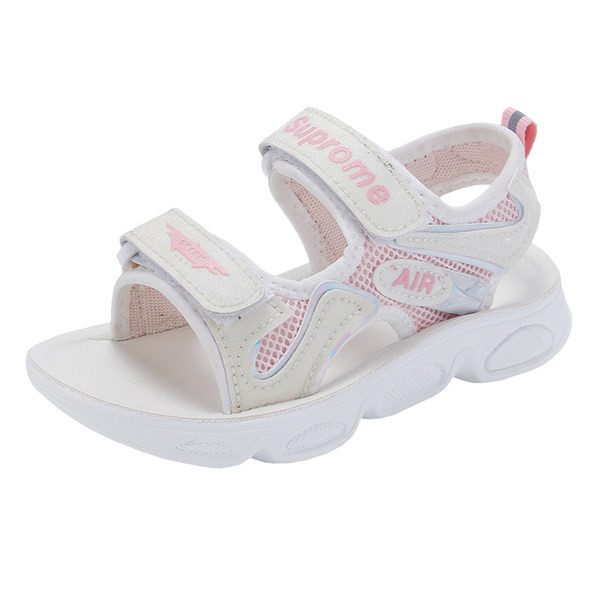 Sandale pentru copii cu plasă și inscripții - pentru fete