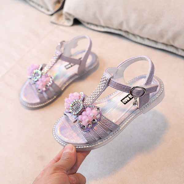 Nou model de sandale pentru copii cu panglica si pietre - pentru fete