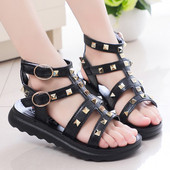 Sandale romane model nou din piele ecologica cu carouri metalice