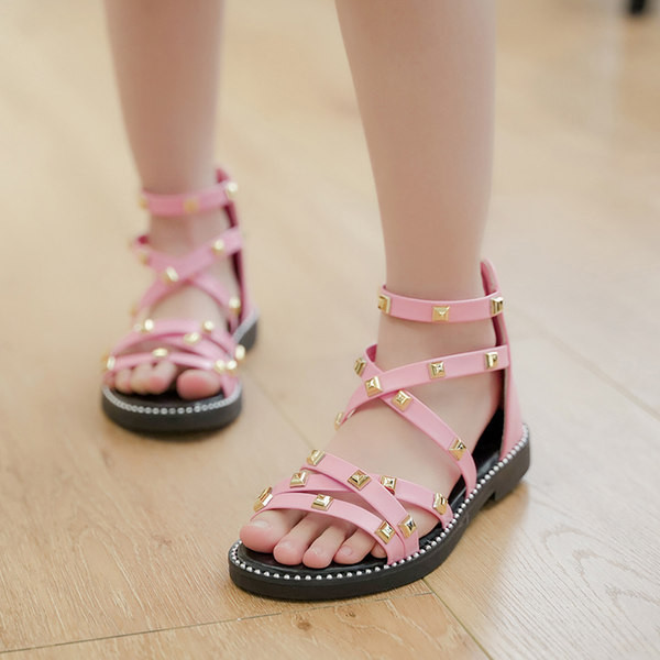 Sandale pentru copii cu ochiuri si fermoar