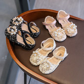 Sandale copii in carouri cu perle si autocolante