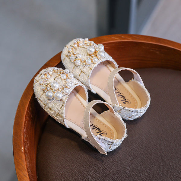 Sandale copii in carouri cu perle si autocolante