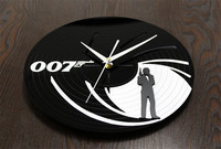 Ceas de vinil în formă rotundă pentru perete cu inscripția 007