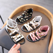 Sandale pentru copii in stil roman cu ochiuri metalice