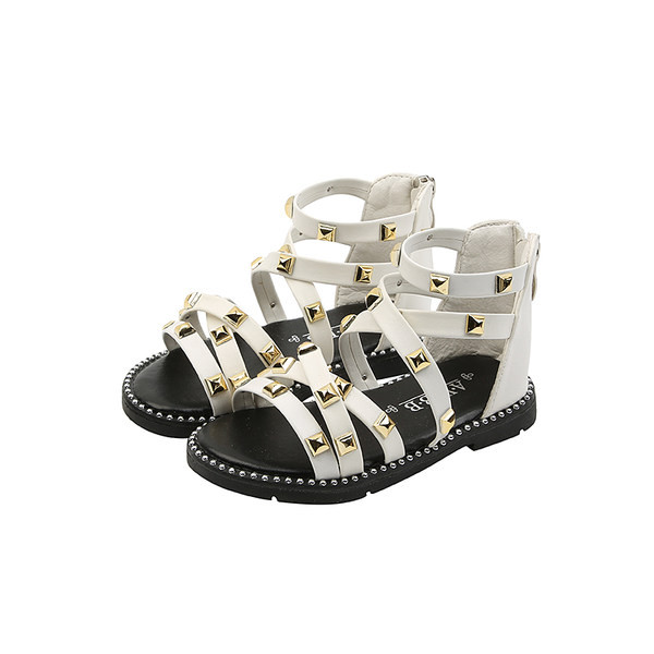 Sandale pentru copii in stil roman cu ochiuri metalice