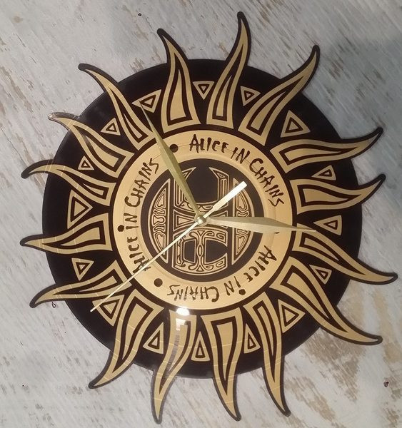 Ceas de perete din vinil cu inscriptii