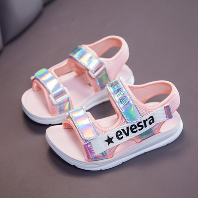 Sandale textile pentru copii cu autocolant și inscripție