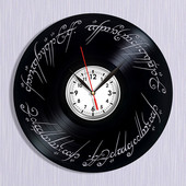 Ceas de perete rotund, elegant, din vinil, cu inscripții