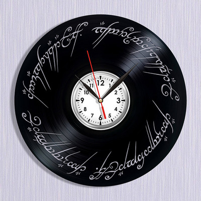 Ceas de perete rotund, elegant, din vinil, cu inscripții
