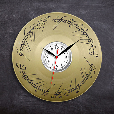 Ceas de perete rotund, elegant, din vinil, cu inscripții