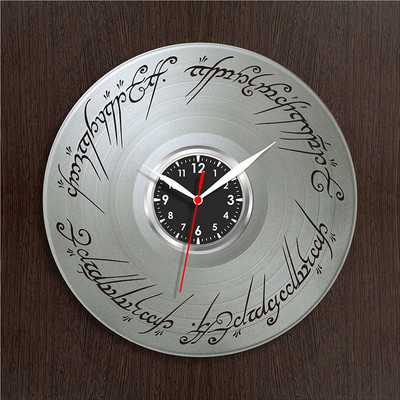 Ceas de perete rotund, elegant, din vinil, cu inscripții