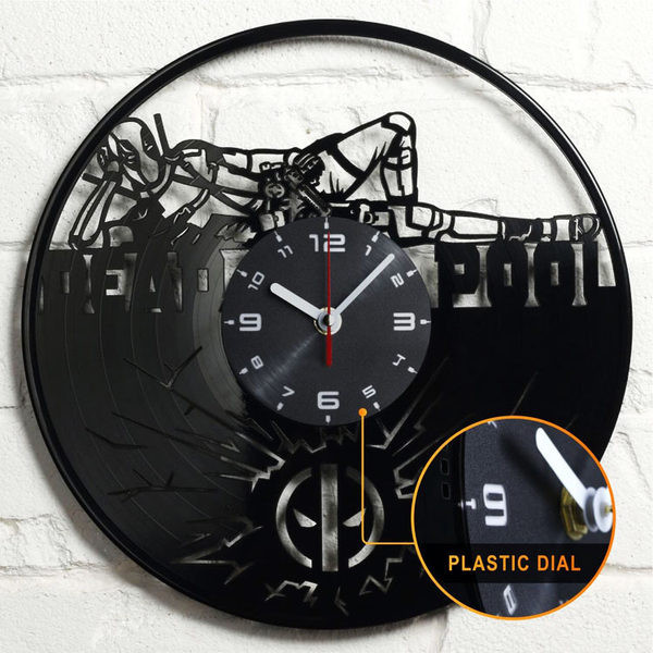 Ceas de perete rotund modern din vinil cu inscripția Dead Pool