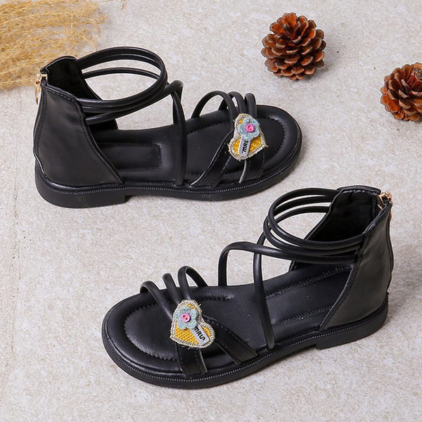 Sandale pentru copii cu fermoar și bretele pentru fete