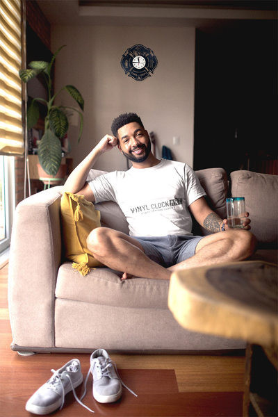 Ceas de perete modern din vinil cu inscripția Fire Dept