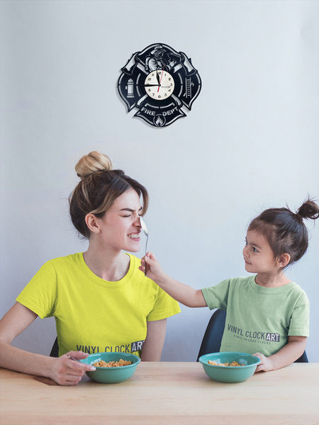 Ceas de perete modern din vinil cu inscripția Fire Dept