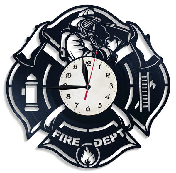 Ceas de perete modern din vinil cu inscripția Fire Dept