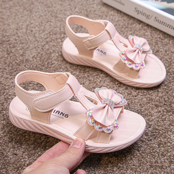 Sandale casual pentru copii cu talpă plată și panglică