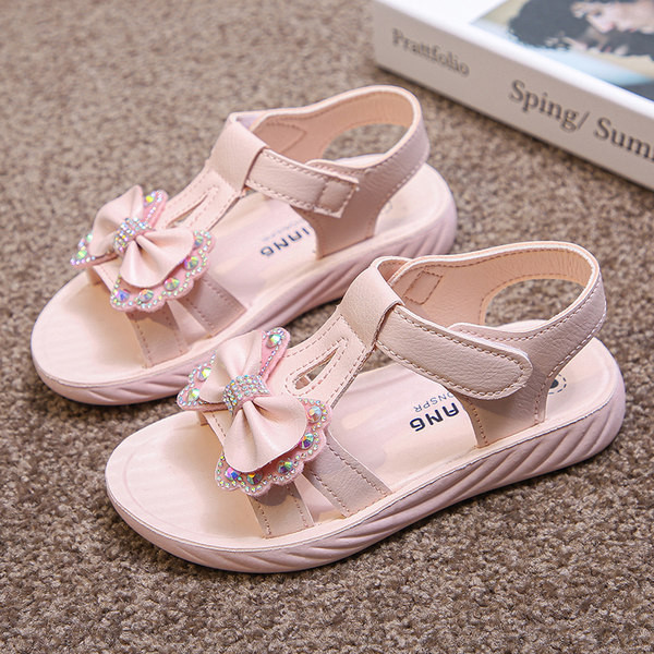 Sandale casual pentru copii cu talpă plată și panglică